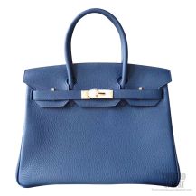 Hermes Birkin 30 Bag ck73 Blue Saphir Togo Calfskin GHW