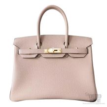 Hermes Birkin 30 Bag ck81 Gris Tourterelle Clemence Calfskin GHW