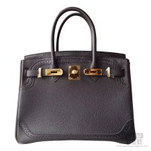 Hermes Birkin 30 Ghillies Bag ck89 Noir Calfskin GHW