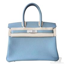 Hermes Birkin 30 Bag j7 Blue Lin Togo Calfskin SHW