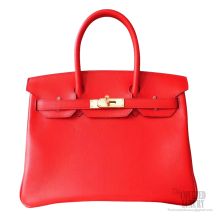 Hermes Birkin 30 Bag q5 Rouge Casaque Swift Calfskin GHW