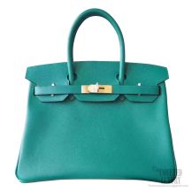 Hermes Birkin 30 Bag z6 Malachita Epsom Calfskin GHW