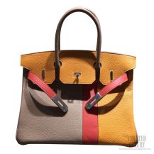 Hermes Birkin 30 Bag Multicolored ck81 Gris Tourerelle Calfskin SHW