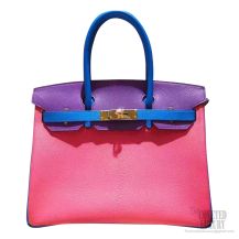 Hermes Birkin 30 Bag Multicolored 8w Rose Azalee Chevre Myzore Goatskin GHW