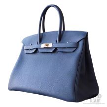 Hermes Birkin 35 Bag ck37 Blue Saphir Togo Calfskin GHW