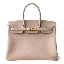 Hermes Birkin 35 Bag ck81 Gris Tourterelle Togo Calfskin