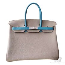 Hermes Birkin 35 Bag Bicolored ck81 Gris Tourterelle Togo Calfskin SHW