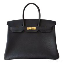 Hermes Birkin 35 Bag Bicolored ck89 Noir Togo Calfskin GHW