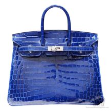 Hermes Birkin 25 Bag 7t Blue Electric Shining Niloticus Croc SHW