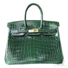 Hermes Birkin 25 Bag ck67 Vert Fonce Shining Niloticus Croc GHW