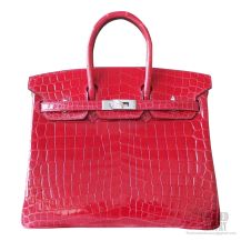 Hermes Birkin 25 Bag ck95 Braise Shining Porosus Croc SHW