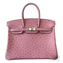 Hermes Birkin 25 Bag Lilas Ostrich SHW