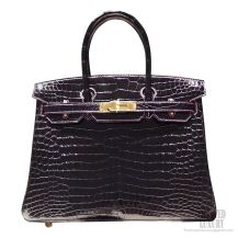 Hermes Birkin 30 Bag Bicolored ck89 Noir Shining Porosus Croc GHW