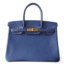 Hermes Birkin 30 Bag 7L Blue Malte Ostrich GHW