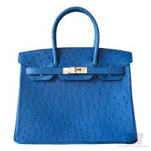 Hermes Birkin 30 Bag 7q Mykonos Ostrich SHW