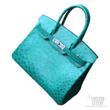 Hermes Birkin 30 Bag cc64 Vert Foret Ostrich SHW