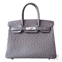 Hermes Birkin 30 Bag ck19 Mousse Ostrich SHW