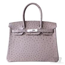 Hermes Birkin 30 Bag ck81 Gris Tourterelle Ostrich SHW