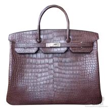 Hermes Birkin 40 Bag in ck47 Chocolat Matte Porosus Croc