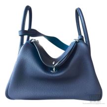 Hermes Lindy 30 Blue Saphir Bi-color Clemence 