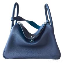 Hermes Lindy 26 Blue Saphir Bi-color Clemence