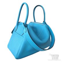 Hermes Lindy 26 Bag 7b Blue Turquoise Clemence