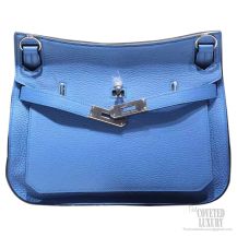 Hermes Jypsiere 34 Large Bag Blue Paradise 2T Clemence