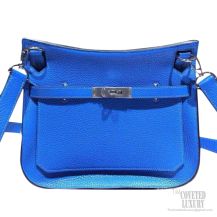 Hermes Jypsiere 34 Large Bag Bleu Hydra T7 Taurillon Clemence