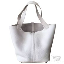 Hermes Picotin Lock 22 Bag Blanc CK01 Taurillon Clemence