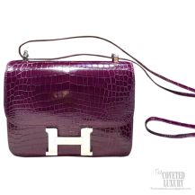 Hermes Mini Constance 18 Cassis Crocodile SHW