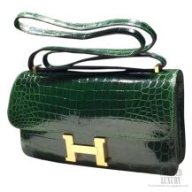 Hermes Constance Elan 25 Bag Vert Fonce Crocodile GHW