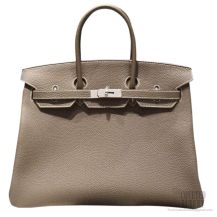 Hermes Birkin 35 cm Togo Bag Etoupe CK18 SHW 