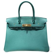 Hermes Birkin 35 Bag Malachite z6 Togo GHW