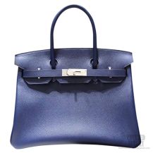 Hermes Birkin 35 Bag Blue Saphir Epsom SHW