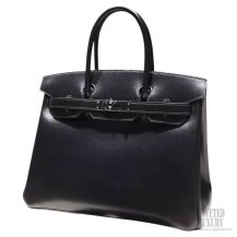 Hermes Birkin 35 Bag Black Tadelakt SHW