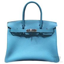 Hermes Birkin 35 Bag Blue Turqouise 7B Togo SHW