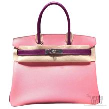 Hermes Horseshoe Birkin 35 Bi-color Rose Confetti Epsom Silver