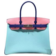 Hermes Horseshoe Birkin 35 Bicolor Rose Confetti Epsom Silver