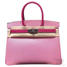 Hermes Horseshoe Birkin 35 Bi-color Rose Tyrien Epsom Silver