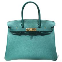 Hermes Birkin 30 Bag Malachite z6 Togo GHW