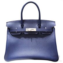 Hermes Birkin 30 Bag Blue Saphir Epsom SHW