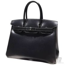 Hermes Birkin 30 Bag Black Tadelakt SHW