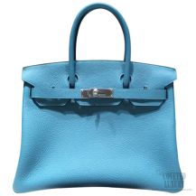 Hermes Birkin 30 Bag Blue Turqouise 7B Togo SHW