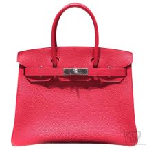 Hermes Birkin 30 Bag Rouge Piovine Togo SHW