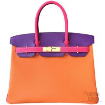 Hermes Birkin 30 Bag Tri-color Mango 9Z Epsom GHW