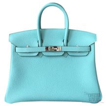 Hermes Birkin 25 Bag Blue Atoll 3p Togo SHW