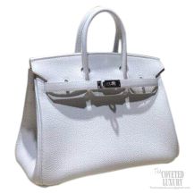 Hermes Birkin 25 Bag Blanc Togo SHW