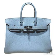 Hermes Birkin 25 Bag Bleu Lin Togo SHW