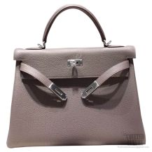 Hermes Kelly 32 Bag Etain 8F Togo SHW