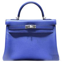 Hermes Kelly 32 Bag Blue Electric 7T Togo SHW